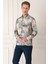 Comfort Fit Düğmeli Yaka Batik Desenli Pamuk Mint Gömlek G 1566 1