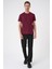 Comfort Fit Bisiklet Yaka Esnek Pamuk Casuel Bordo Tişört Ts 885 1