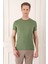 Slim Fit Bisiklet Yaka Düz Pamuklu Haki Tişört Ts 823 1