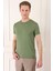 Slim Fit Bisiklet Yaka Düz Pamuklu Haki Tişört Ts 823 3