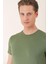 Slim Fit Bisiklet Yaka Düz Pamuklu Haki Tişört Ts 823 4