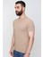 Slim Fit Bisiklet Yaka Düz Pamuklu Bej Tişört Ts 823 2