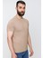 Slim Fit Bisiklet Yaka Düz Pamuklu Bej Tişört Ts 823 3