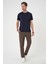 Comfort Fit Bisiklet Yaka Esnek Pamuk Casuel Koyu Lacivert Tişört Ts 885 1