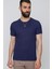 Slim Fit Bisiklet Yaka Düz Pamuklu Lacivert Tişört Ts 823 1