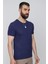 Slim Fit Bisiklet Yaka Düz Pamuklu Lacivert Tişört Ts 823 3