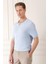 Slim Fit Polo Yaka Kısa Kol %100 Pamuk Mavi Triko Tr 868 3