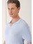 Slim Fit Polo Yaka Kısa Kol %100 Pamuk Mavi Triko Tr 868 5