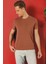 Slim Fit Bisiklet Yaka %100 Pamuk Kiremit Tişört Ts 878 2
