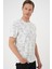 Comfort Fit Bisiklet Yaka Batik Görünmlü Kısa Kol Casual Ekru Tişört Ts 905 4