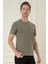 Comfort Fit Bisiklet Yaka Modal Kısa Kol Casuel Haki Tişört Ts 895 3