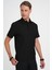Slim Fit Polo Yaka Modal Fitilli Kısa Kol Siyah Tişört Ts 904 4