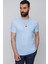 Slim Fit Bisiklet Yaka Düz Pamuklu Mavi Tişört Ts 823 1