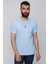 Slim Fit Bisiklet Yaka Düz Pamuklu Mavi Tişört Ts 823 2