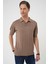 Comfort Fit Polo Yaka Pamuklu Kısa Kol Casuel Vizon Triko Tişört Tr 880 4