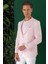 Comfort Fit Çift Yırtmaç %100 Keten Casuel Pembe Ceket C 668 1