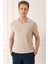Slim Fit Polo Yaka Kısa Kol %100 Pamuk Bej Triko Tr 868 3