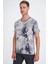 Comfort Fit Bisiklet Yaka Batik Desen Kısa Kol Lacivert Tişört Ts 914 3