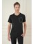 Comfort Fit Bisiklet Yaka Cep Baskılı Casuel Siyah Tişört Ts 897 2