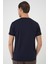 Comfort Fit Bisiklet Yaka Esnek Pamuk Casuel Koyu Lacivert Tişört Ts 885 5
