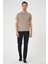 Slim Fit Bisiklet Yaka Düz Pamuklu Vizon Tişört Ts 823 1
