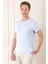 Slim Fit Bisiklet Yaka Düz Pamuklu Buz Mavi Tişört Ts 823 3