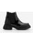 Kadın Lastikli Fermuarlı Kalın Topuklu Postal Bot Pevara Siyah Rugan 3