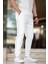 Ekru Erkek Paçası Lastikli Yandan Şeritli Baskılı Eşofman Altı 6551 1