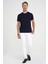 Comfort Fit Bisiklet Yaka Nakışlı Kısa Kol Lacivert Pamuk Tişört Ts 910 1