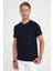 Comfort Fit Bisiklet Yaka Nakışlı Kısa Kol Lacivert Pamuk Tişört Ts 910 2
