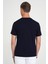 Comfort Fit Bisiklet Yaka Nakışlı Kısa Kol Lacivert Pamuk Tişört Ts 910 4