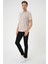 Comfort Fit Bisiklet Yaka Batik Görünmlü Kısa Kol Casual Bej Tişört Ts 905 2