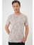 Comfort Fit Bisiklet Yaka Batik Görünmlü Kısa Kol Casual Bej Tişört Ts 905 3
