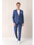 Comfort Fit Çift Yırtmaç İtalyan Çizgili Keten Casual İndigo Ceket C 671 1