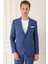 Comfort Fit Çift Yırtmaç İtalyan Çizgili Keten Casual İndigo Ceket C 671 4