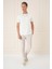 Comfort Fit Bisiklet Yaka Esnek Pamuk Casuel Ekru Tişört Ts 885 1