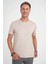 Comfort Fit Bisiklet Yaka Esnek Pamuk Casuel Bej Tişört Ts 885 2