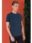 Slim Fit Bisiklet Yaka %100 Pamuk Lacivert Tişört Ts 878 2