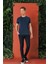 Slim Fit Bisiklet Yaka %100 Pamuk Lacivert Tişört Ts 878 5