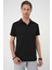 Comfort Fit Polo Yaka Esnek Pamuk Casuel Siyah Tişört Ts 886 2