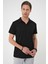 Comfort Fit Polo Yaka Esnek Pamuk Casuel Siyah Tişört Ts 886 3