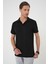 Comfort Fit Polo Yaka Esnek Pamuk Casuel Siyah Tişört Ts 886 4