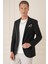 Comfort Fit Çift Yırtmaç Fleto Cep Esnek Pamuk Casual Siyah Ceket C 675 3