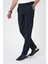 Comfort Fit Gofre Dokulu Beli Lastikli Lacivert Jogger Pantolon P 1177 5