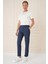 Comfort Fit Çizgili Gofre Kumaş Esnek Lacivert Pamuk Pantolon P 1157 1