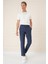 Comfort Fit Çizgili Gofre Kumaş Esnek Lacivert Pamuk Pantolon P 1157 2