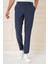 Comfort Fit Çizgili Gofre Kumaş Esnek Lacivert Pamuk Pantolon P 1157 3