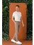 Comfort Fit Beli Lastikli Pötikareli Casuel Bej Pantolon P 1149 2