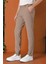 Comfort Fit Beli Lastikli Pötikareli Casuel Bej Pantolon P 1149 4