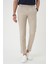 Comfort Fit Çift Pileli Dokulu Esnek Pamuk Bej Pantolon P 1158 3